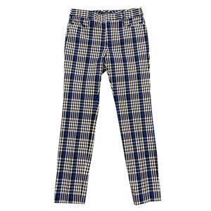 Banana Republic Houndstooth Pants Slim Ankle Plaid Trousers Black Blue White 8L